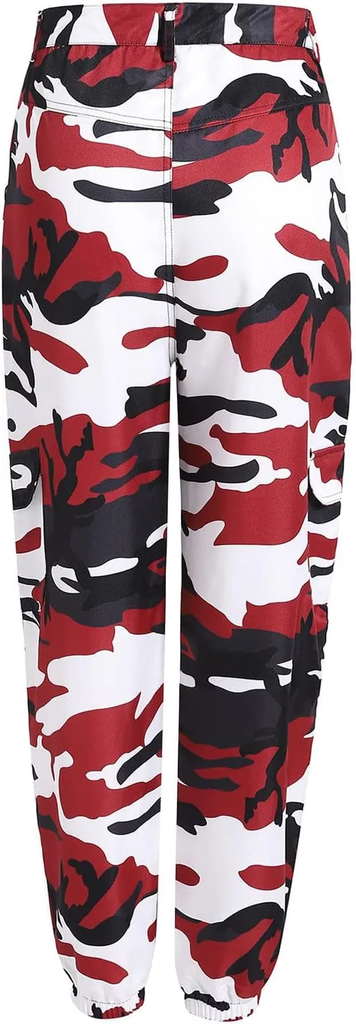 Camo Cargo Pants for Women Fashion Y2K High Waist Military Army Cargo Pants Sweatpants with Pockets Jogger Trousers
