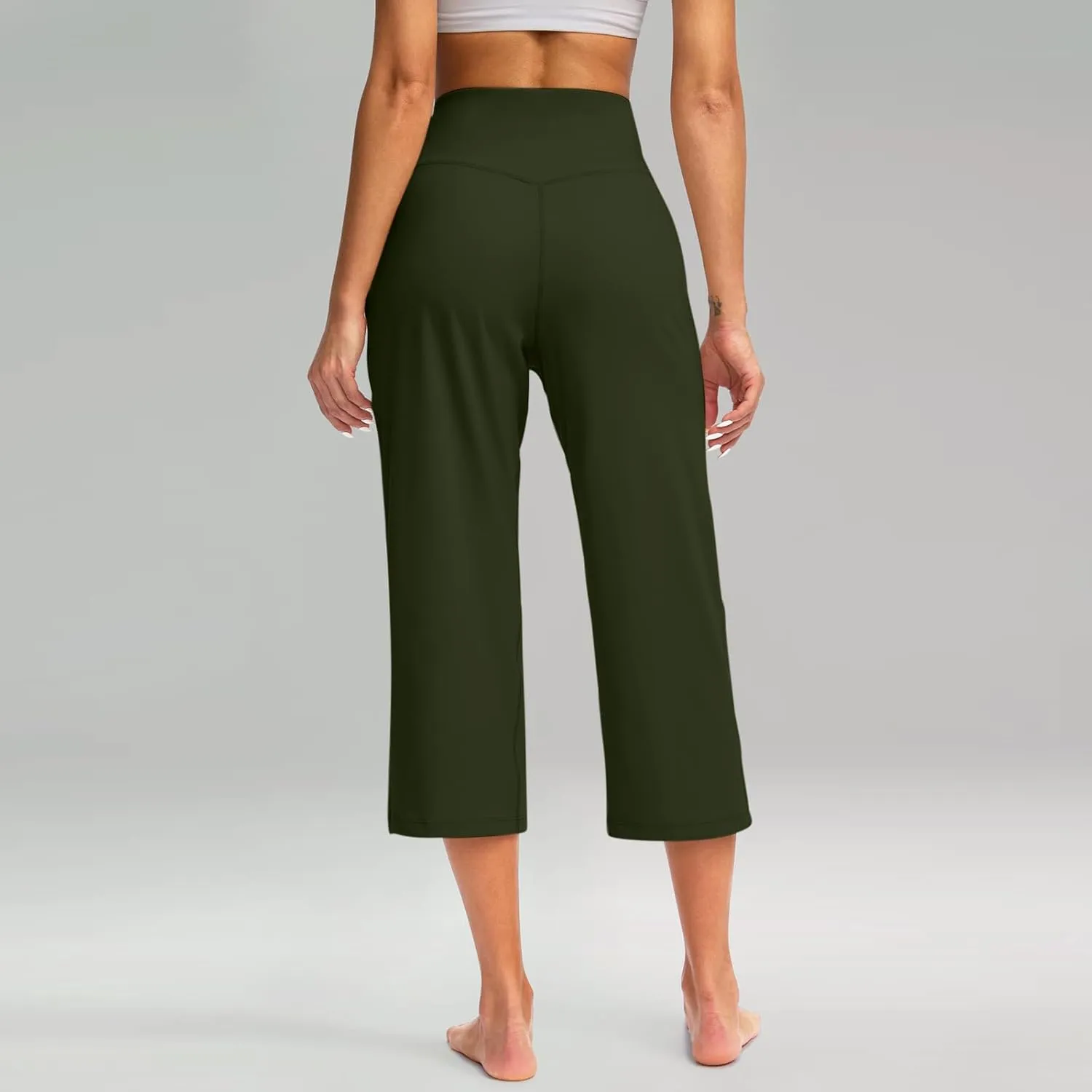 Capri Pants for Women Summer Wide Leg Capri Pants with Pockets Tummy Control Yoga Capris Plus Size Cropped Pant