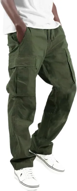Cargo Pants for Men Elastic Waist Joggers Running Workout Gym Track Golf Pants Multi-Pocket Trousers