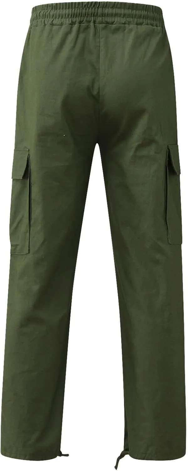 Cargo Pants for Men Elastic Waist Joggers Running Workout Gym Track Golf Pants Multi-Pocket Trousers