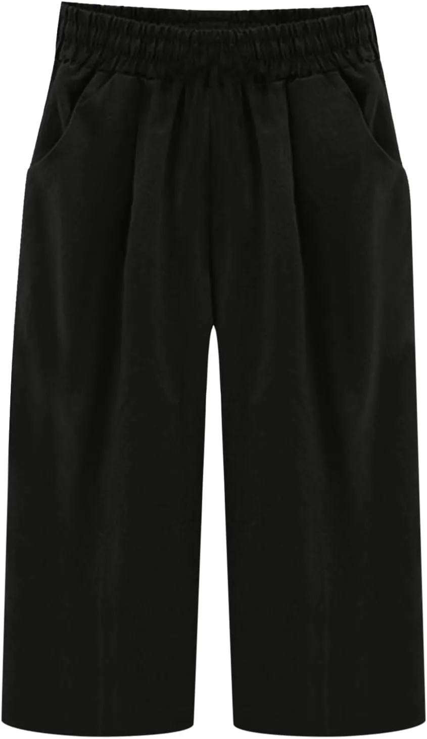 Casual Pants for Women Linen Cotton Lightweight Capri Pants Beach Drawstring Elastic Waist Trousers with Pocket Red L