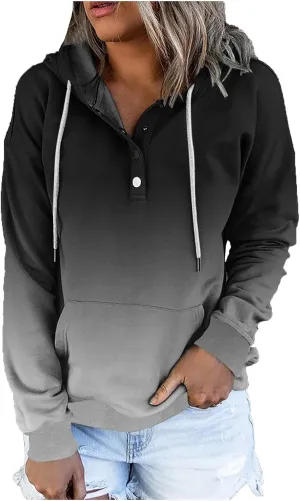 Ceboyel Button Collar Hoodies For Women Solid Color Cute Sweatshirts Long Sleeve Pullover Tops Trendy Fall Fashion 2023