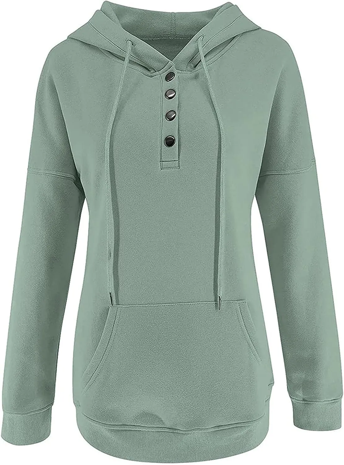 Ceboyel Button Collar Hoodies For Women Solid Color Cute Sweatshirts Long Sleeve Pullover Tops Trendy Fall Fashion 2023