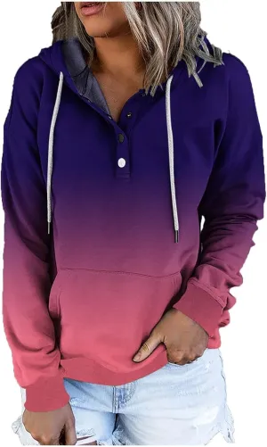 Ceboyel Button Collar Hoodies For Women Solid Color Cute Sweatshirts Long Sleeve Pullover Tops Trendy Fall Fashion 2023