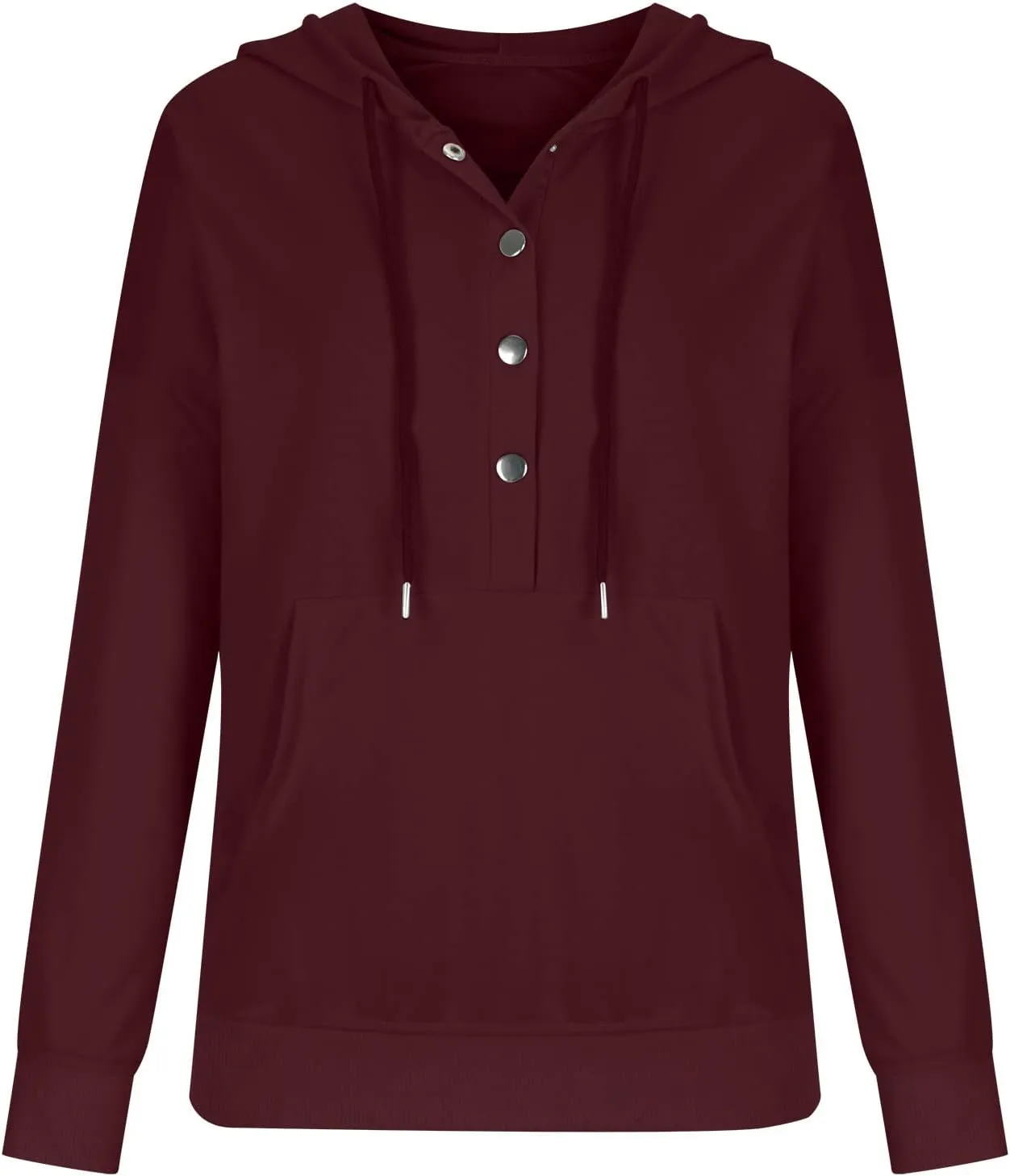 Ceboyel Button Collar Hoodies For Women Solid Color Cute Sweatshirts Long Sleeve Pullover Tops Trendy Fall Fashion 2023