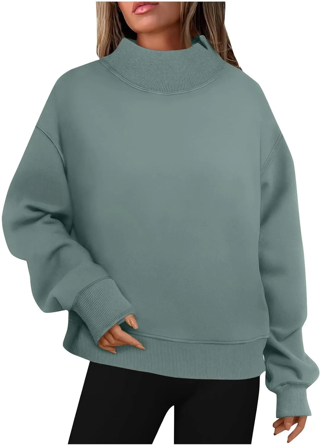 Ceboyel Fall Sweatshirts For Women 2023 Oversized Pullover Shirts High Neck Long Sleeve Tops Y2K Trendy Fashion Clothing