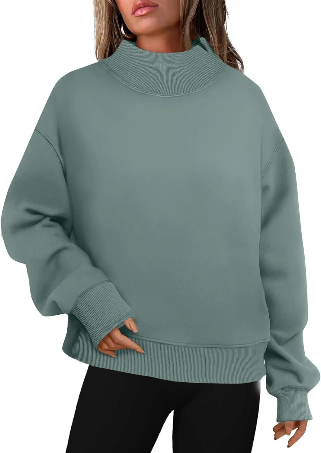Ceboyel Fall Sweatshirts For Women 2023 Oversized Pullover Shirts High Neck Long Sleeve Tops Y2K Trendy Fashion Clothing