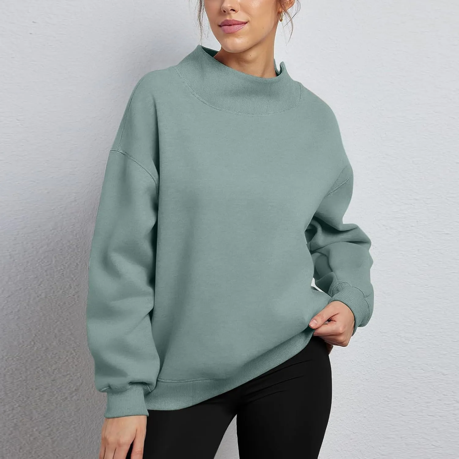 Ceboyel Fall Sweatshirts For Women 2023 Oversized Pullover Shirts High Neck Long Sleeve Tops Y2K Trendy Fashion Clothing
