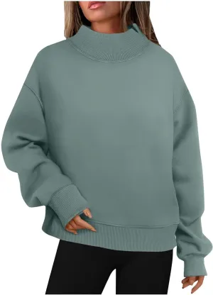 Ceboyel Fall Sweatshirts For Women 2023 Oversized Pullover Shirts High Neck Long Sleeve Tops Y2K Trendy Fashion Clothing