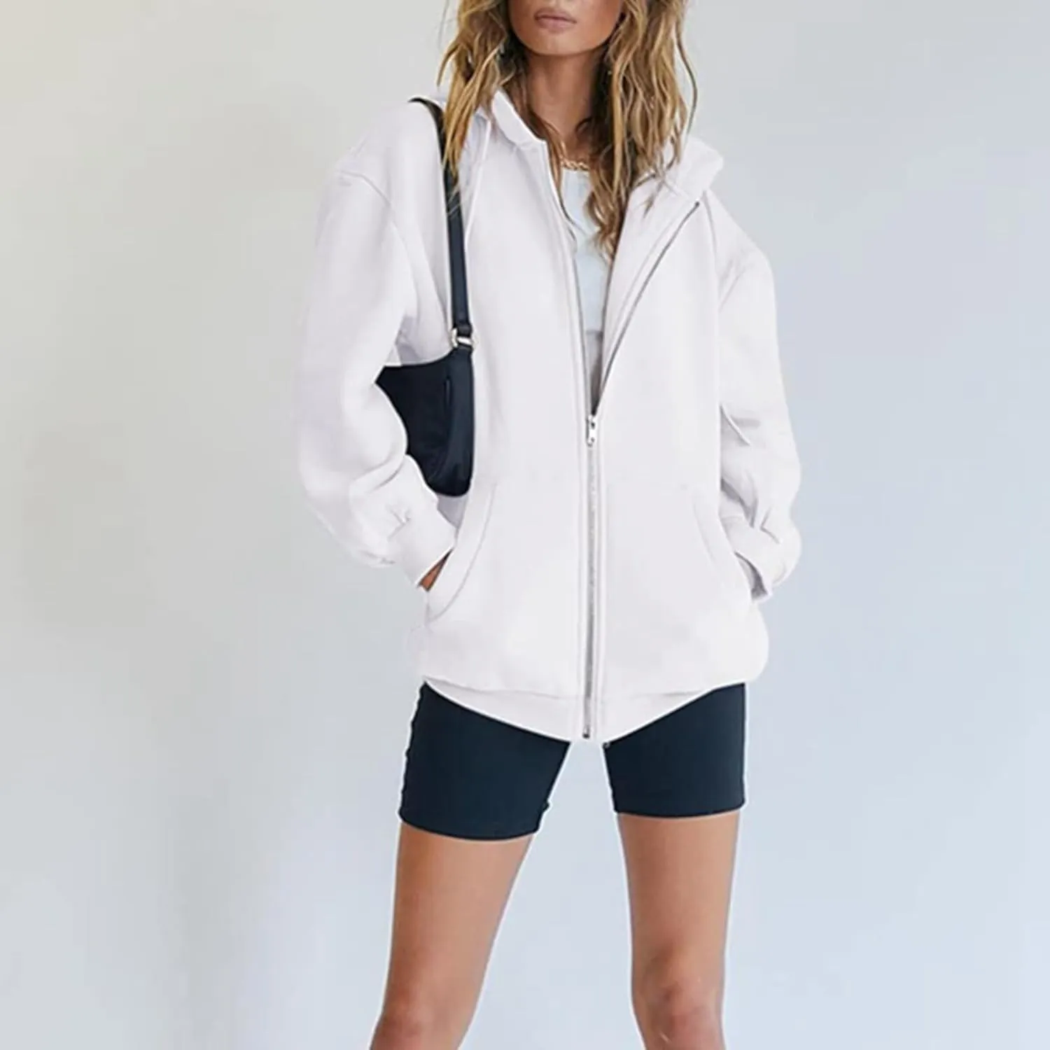 Ceboyel Full Zip Up Hoodies For Women Oversized Sweatshirts Tops Long Sleeve Fall Jackets Y2K Preppy Teen Girl Clothes 2023