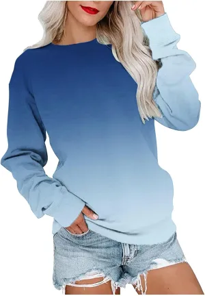 Ceboyel Long Sleeve Shirts for Women Crewneck Sweatshirt Pullover Casual Long Sleeve Tops Trendy Loose Fit Fall Clothing 2023