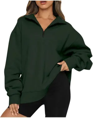 Ceboyel Oversized Sweatshirt For Women Half Zip Hoodie Sweater Trendy Y2K Long Sleeve Tops Fall Fashion Clothes Outfits 2023