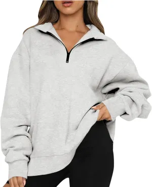 Ceboyel Oversized Sweatshirt For Women Half Zip Hoodie Sweater Trendy Y2K Long Sleeve Tops Fall Fashion Clothes Outfits 2023