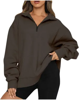 Ceboyel Oversized Sweatshirt For Women Half Zip Hoodie Sweater Trendy Y2K Long Sleeve Tops Fall Fashion Clothes Outfits 2023