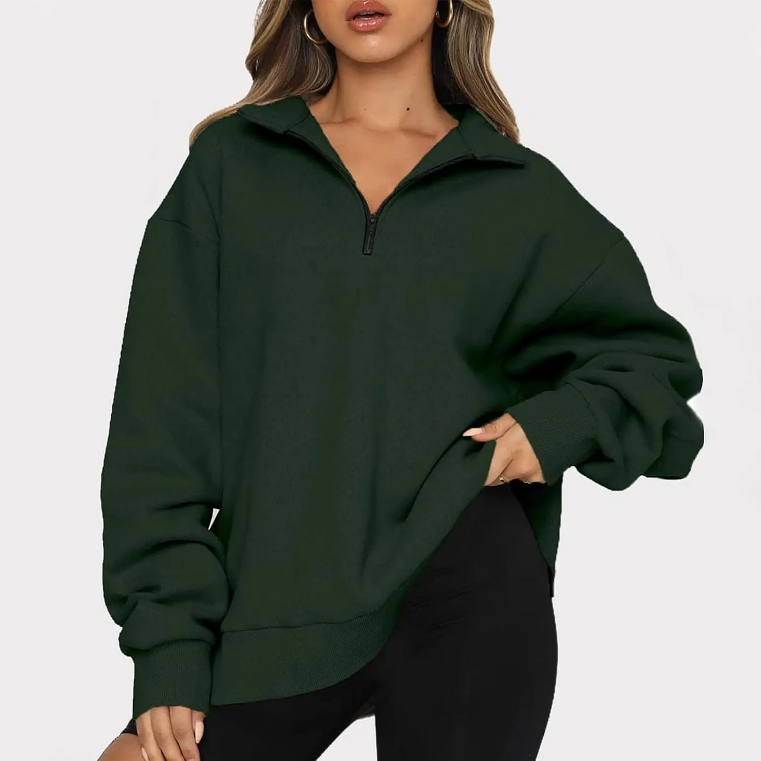Ceboyel Oversized Sweatshirt For Women Half Zip Hoodie Sweater Trendy Y2K Long Sleeve Tops Fall Fashion Clothes Outfits 2023