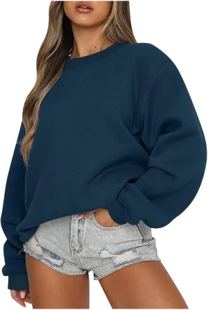 Ceboyel Oversized Sweatshirt for Women Solid Color Crewneck Pullover Tops Long Sleeve Sweaters Fall Fashion Trendy Clothes