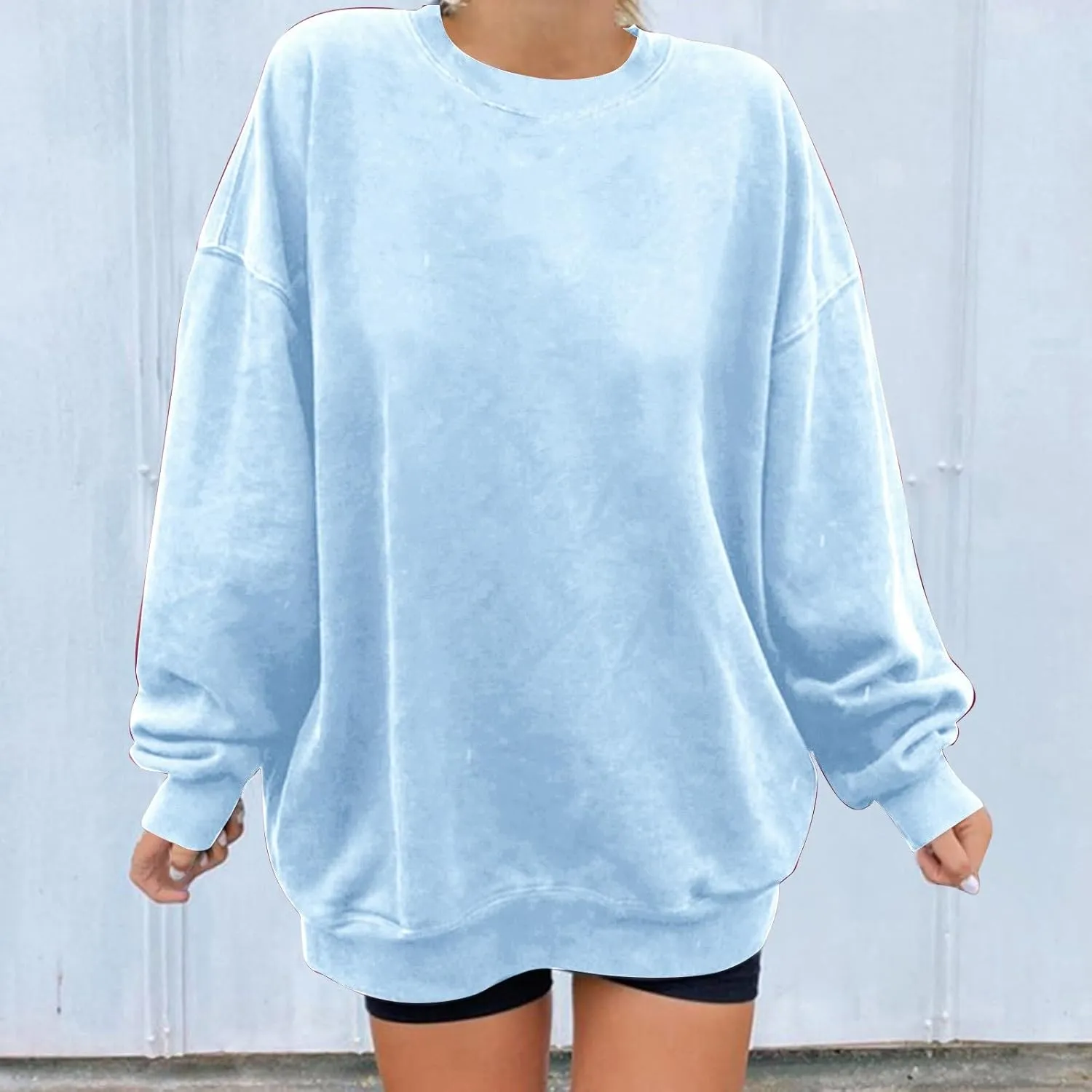 Ceboyel Women Crewneck Sweatshirt Trendy Oversized Pullover Sweater Long Sleeve Shirts Y2k Fashion Clothing 2023