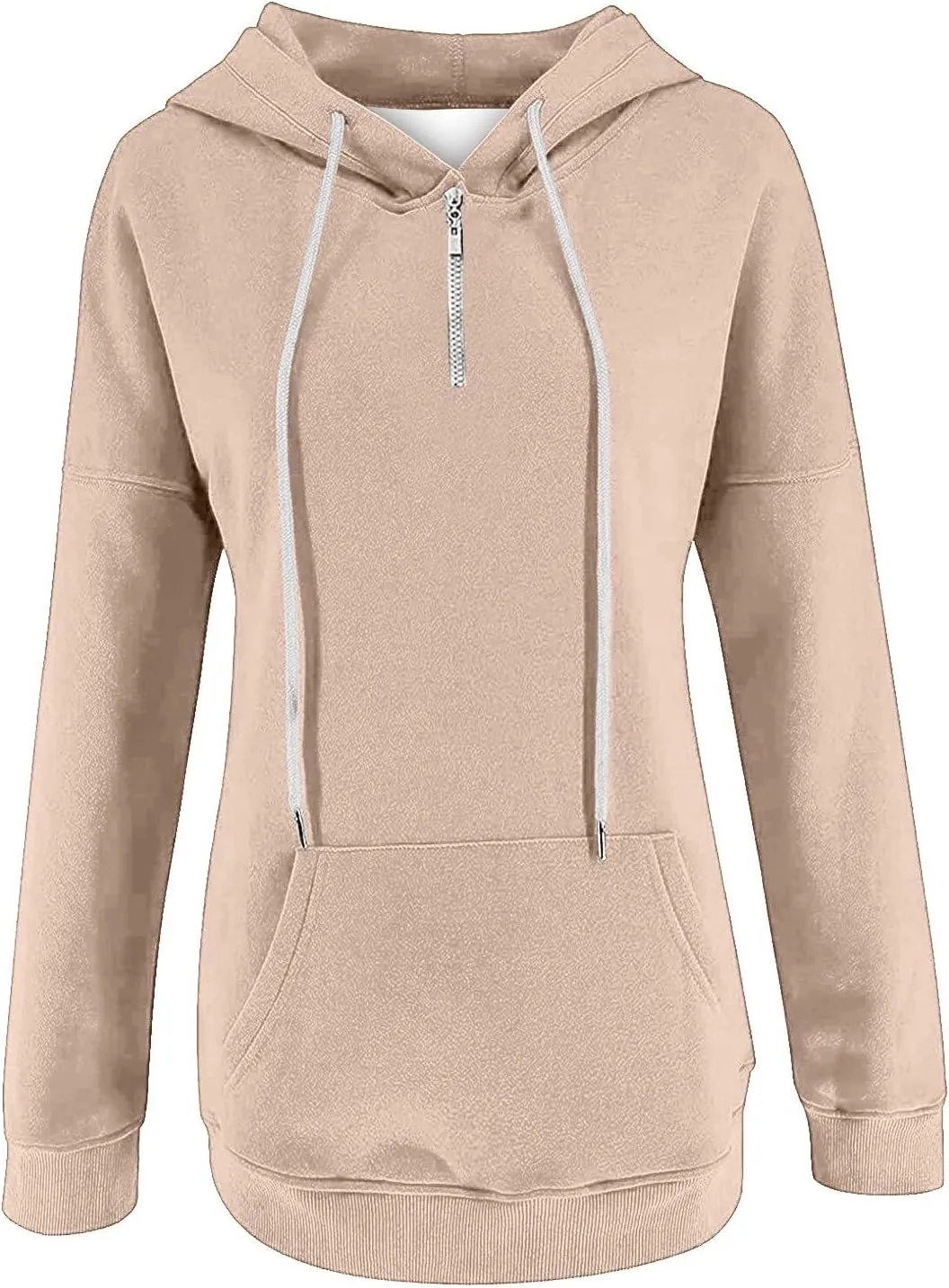 Ceboyel Women Quarter Zip Pullover Sweatshirt Solid Color Hoodies Drawstring Long Sleeve Pullover Tops Fall Clothing 2023