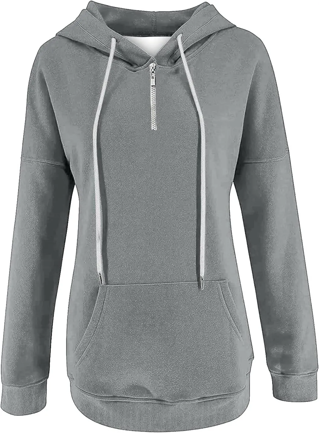 Ceboyel Women Quarter Zip Pullover Sweatshirt Solid Color Hoodies Drawstring Long Sleeve Pullover Tops Fall Clothing 2023