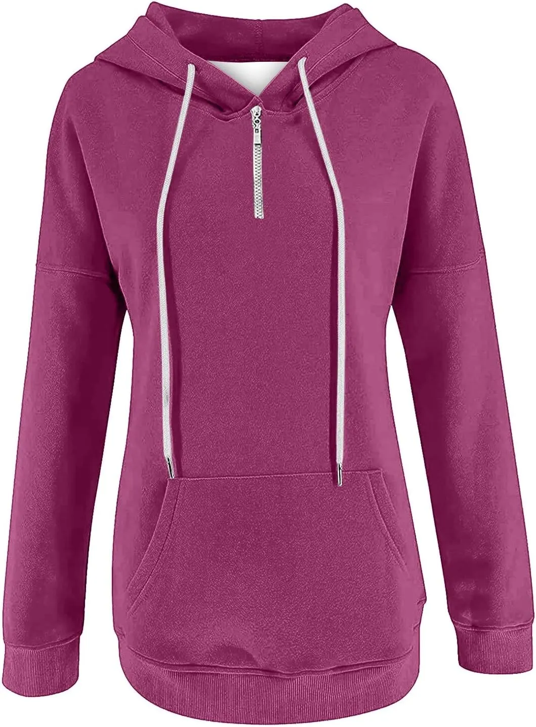 Ceboyel Women Quarter Zip Pullover Sweatshirt Solid Color Hoodies Drawstring Long Sleeve Pullover Tops Fall Clothing 2023