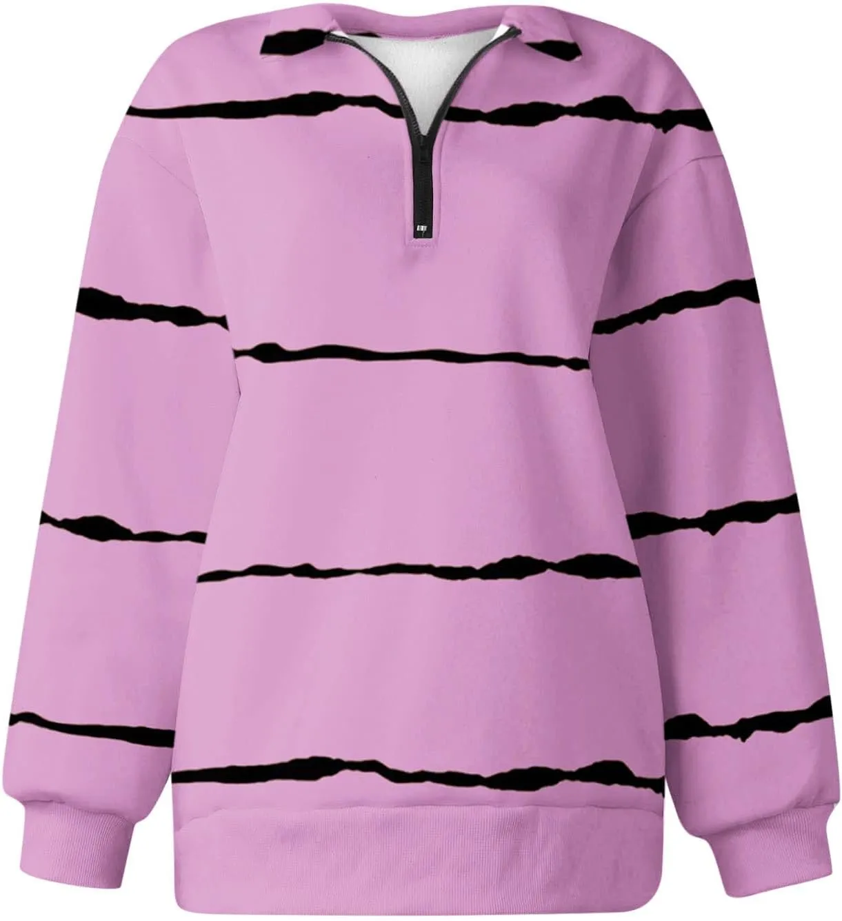 Ceboyel Women Striped Print Sweatshirts 2023 Oversized Hoodie Pullover 1/4 Zip Casual Fall Tops Loose Fit Trendy Outfits