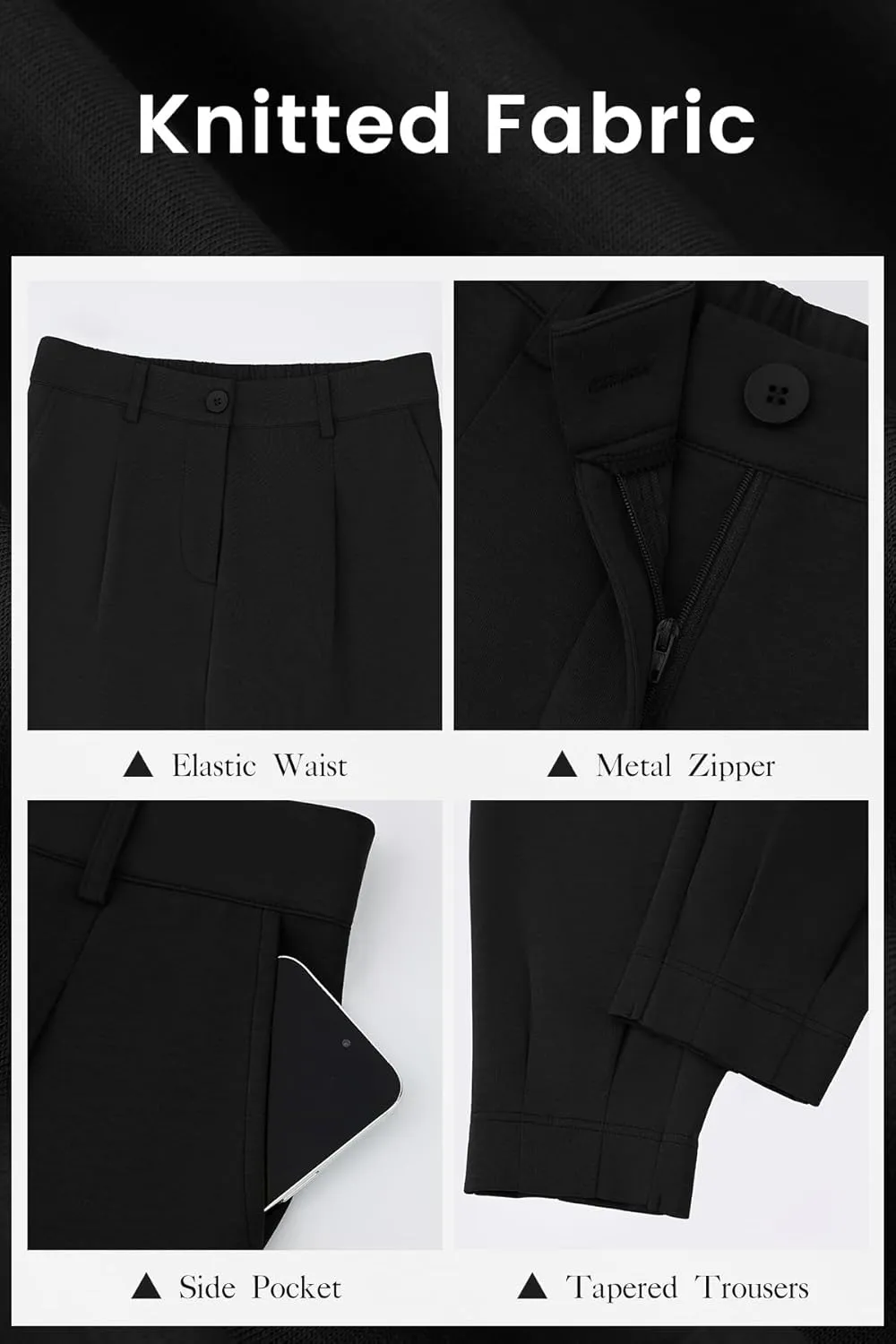 CFLONGE Women's Summer High Waisted Pants for Women 2025 Casual Ankle Length Pant for Work Office Trouser Slacks with Pockets
