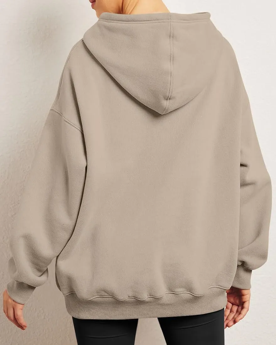 Chaos World Women's Long Sleeve Oversized Pullover Solid Color Y2K Hoodie Fall Winter Sweatshirt with Pocket