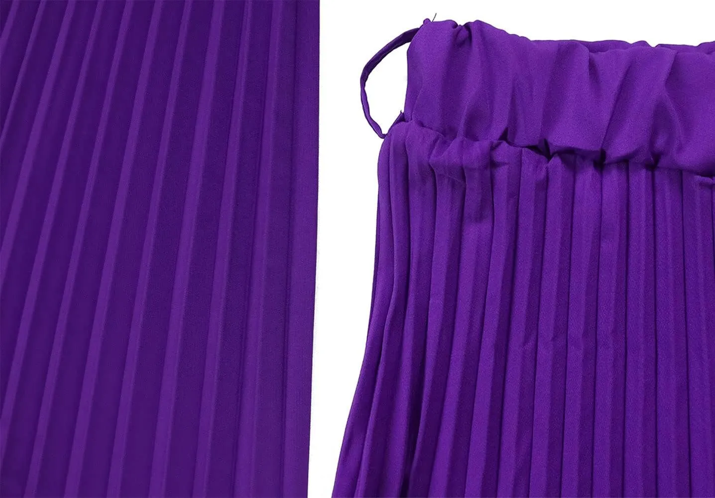 CHARTOU Women Elastic Waist Maxi Pleated Skirt Ruffle Long Skirt Club Party Flowy A Line Skirt with Belt