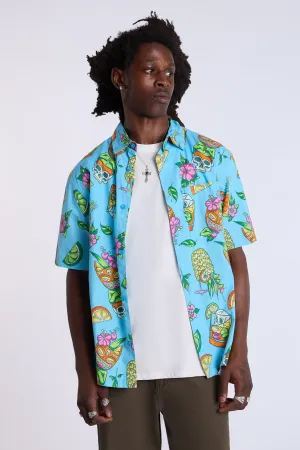 Chemise imprimée crânes tropicaux Arsenic homme