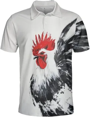 Chicken Polo Shirts for Men - Chicken Lover Stylish Mens Goft Shirt Casual Short Sleeve Button Down Outfit Set 32