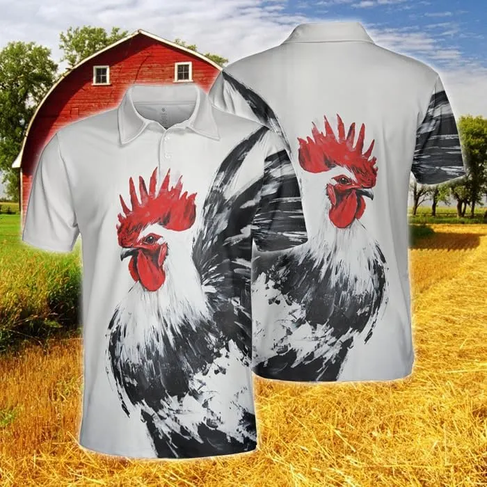 Chicken Polo Shirts for Men - Chicken Lover Stylish Mens Goft Shirt Casual Short Sleeve Button Down Outfit Set 32