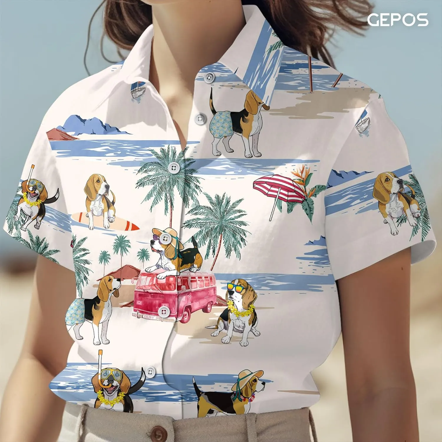 Chicken Print Hawaiian Shirt, Tropical Rooster Casual Button Shirt, Summer Gifts, Birthday Gifts
