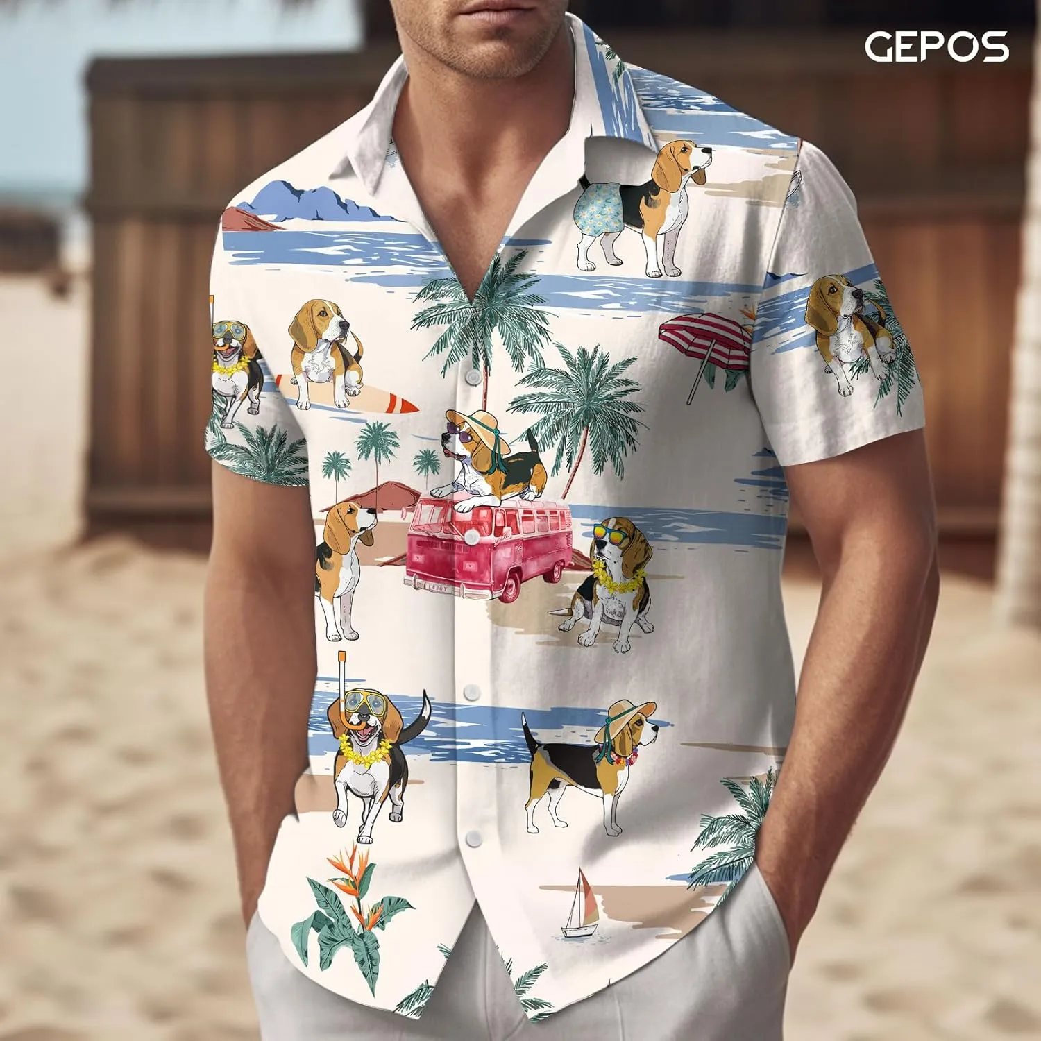 Chicken Print Hawaiian Shirt, Tropical Rooster Casual Button Shirt, Summer Gifts, Birthday Gifts