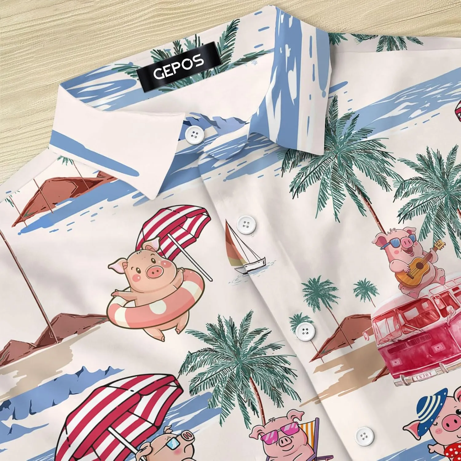 Chicken Print Hawaiian Shirt, Tropical Rooster Casual Button Shirt, Summer Gifts, Birthday Gifts