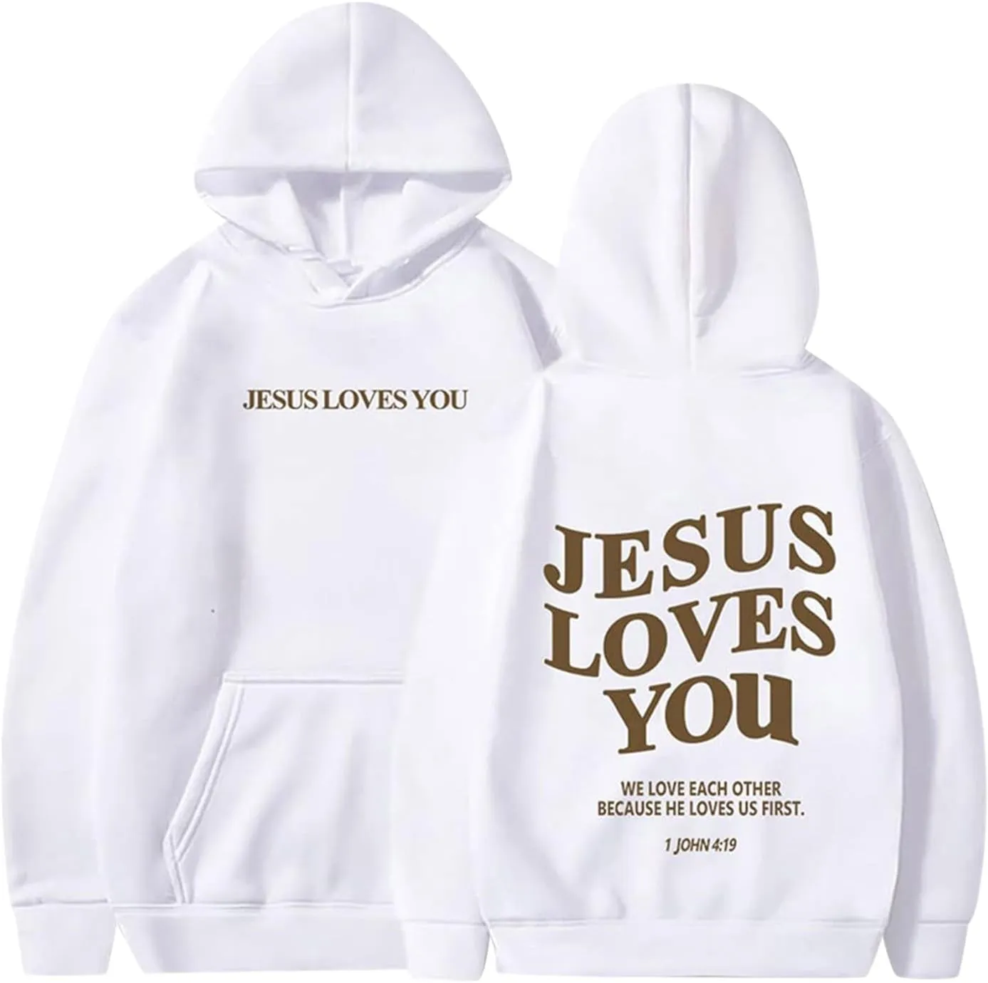 Christian Sweatshirts Women Jesus Loves You Hoodie Oversized Casual Pullover Inspirational Long Sleeve Tops