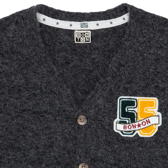 Contrast Hem Charcoal Cardigan  - FINAL SALE