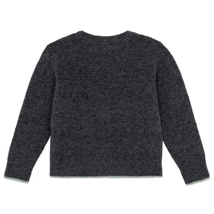 Contrast Hem Charcoal Cardigan  - FINAL SALE