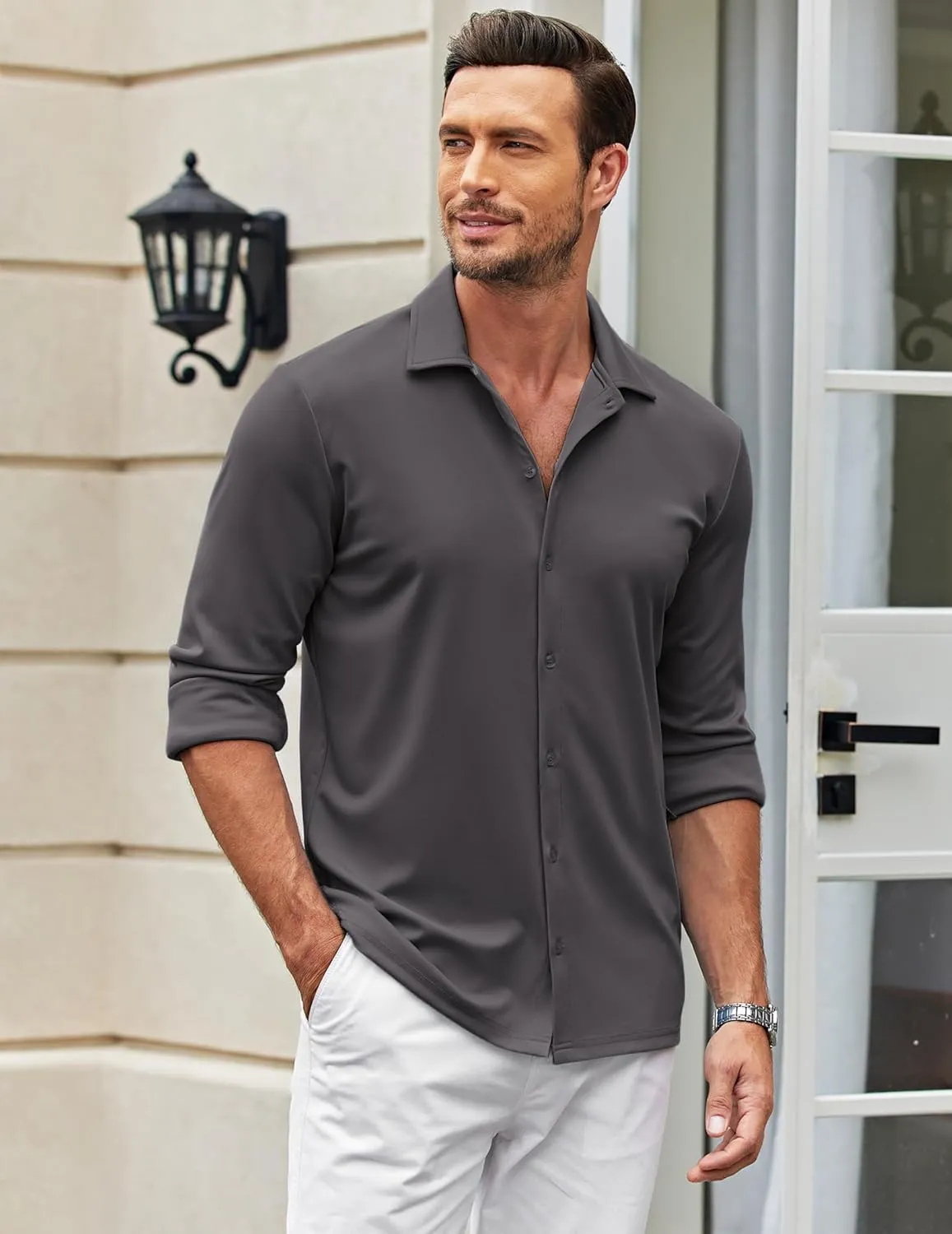 COOFANDY Men's Casual Button Down Shirt Wrinkle Free Shirts Long Sleeve Dress Shirt