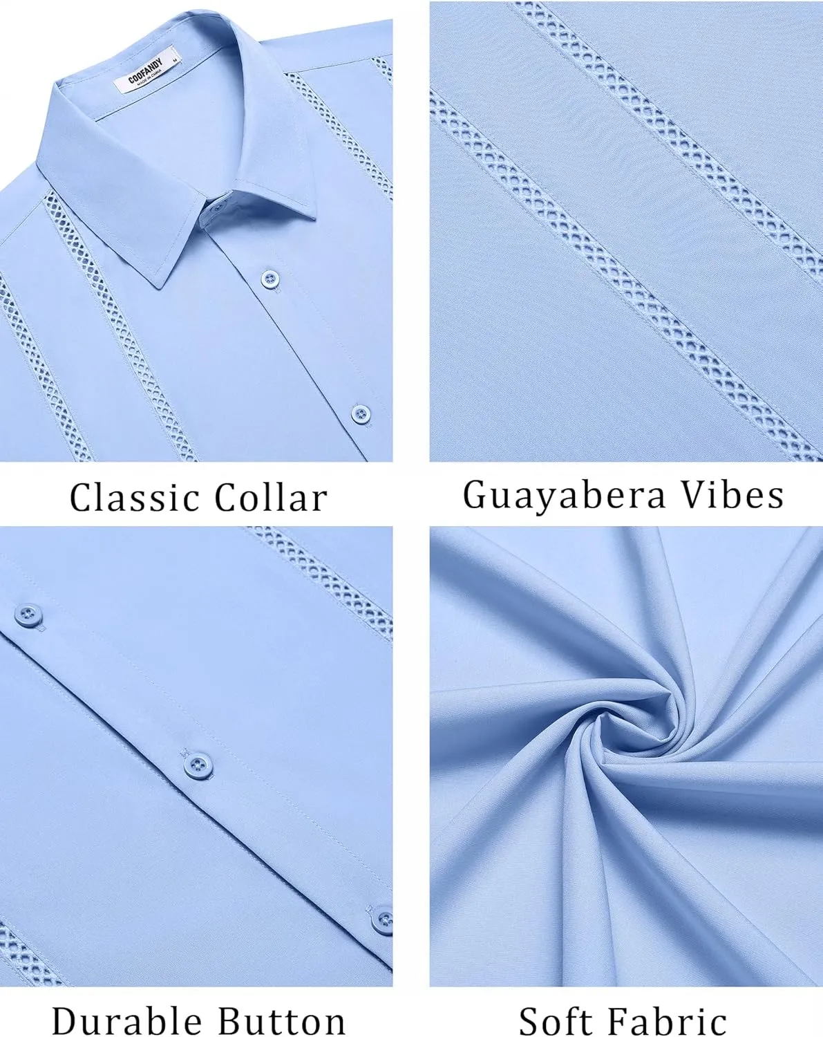 COOFANDY Men's Cuban Guayabera Shirt Summer Beach Vacation Shirt Casual Short Sleeve Button Down Resort Wear