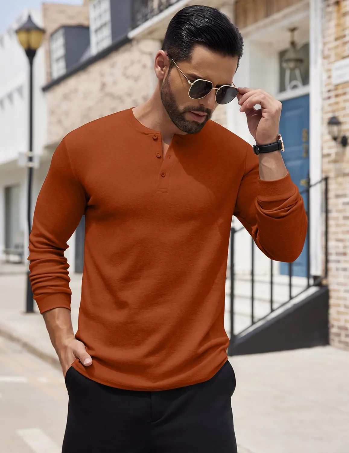 COOFANDY Men's Henley Shirts Long Sleeve Button T-Shirt Lightweight Fashion Casual Pullover Shirt