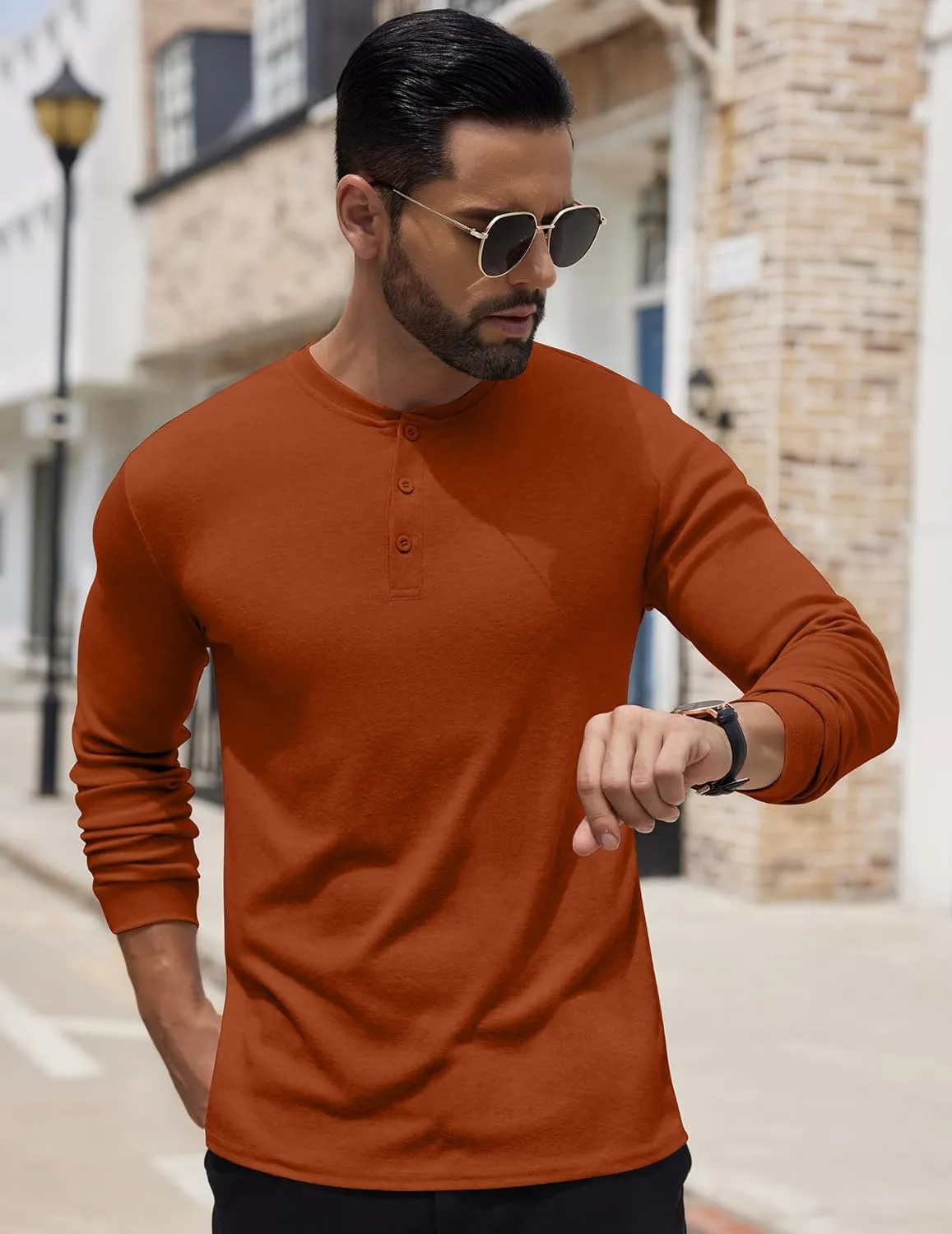 COOFANDY Men's Henley Shirts Long Sleeve Button T-Shirt Lightweight Fashion Casual Pullover Shirt