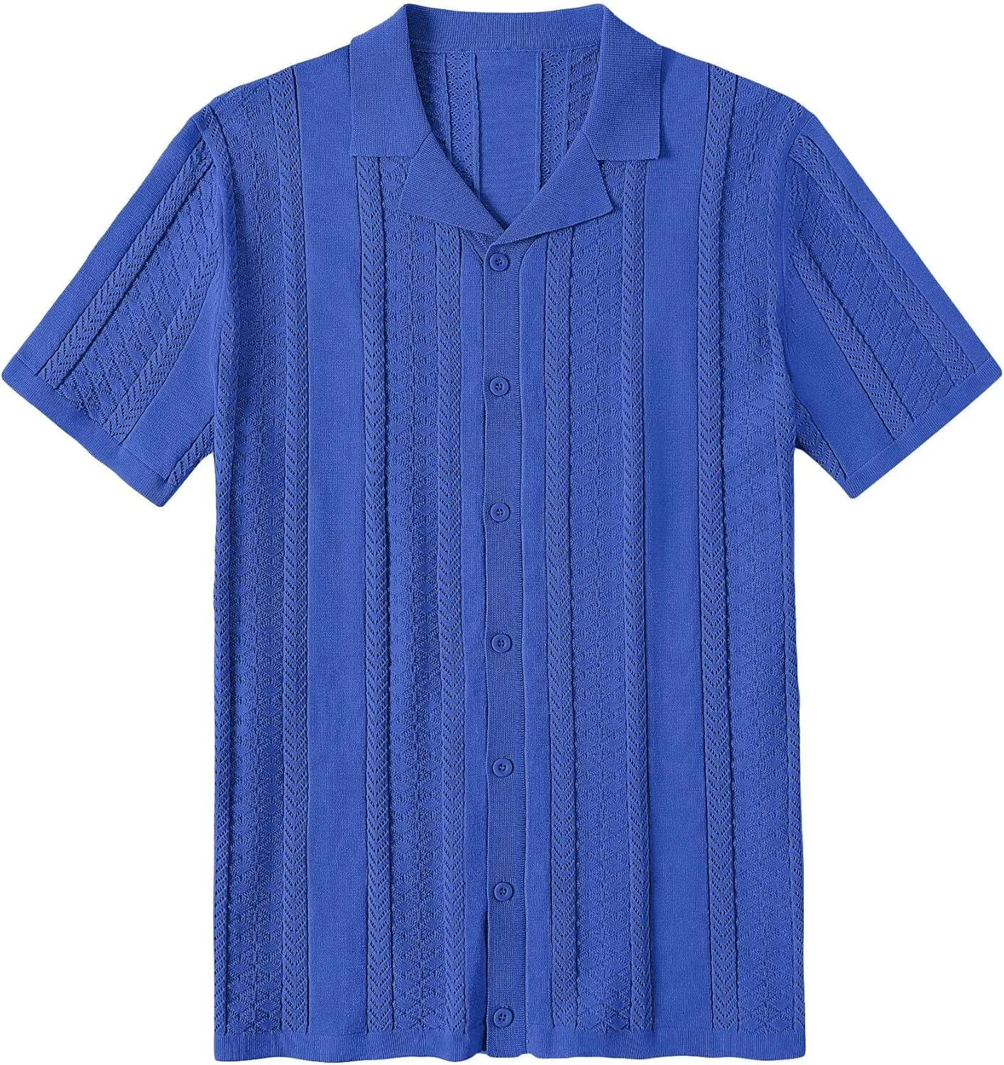 COOFANDY Men's Knit Shirts Vintage Short Sleeve Button Down Shirt Casual Summer Beach Shirt