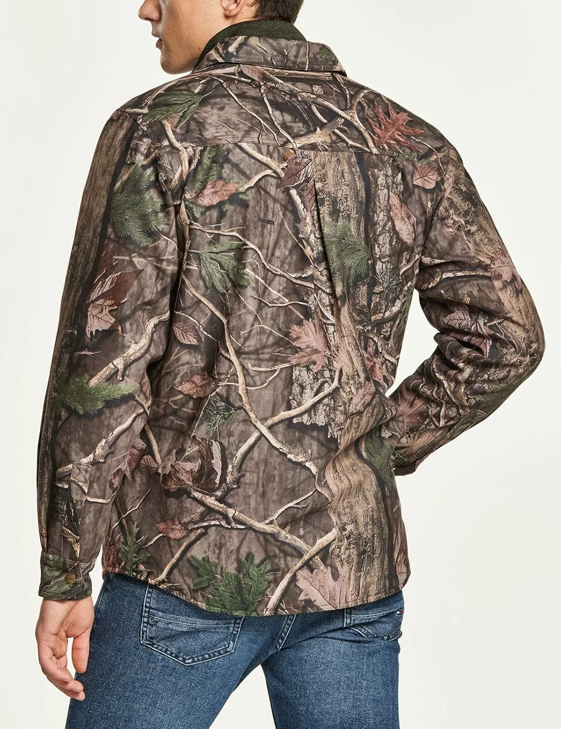 CQR Men's Flannel Lined Shirt Jackets, Long Sleeved Rugged Plaid Cotton Brushed Suede Shirt Jacket