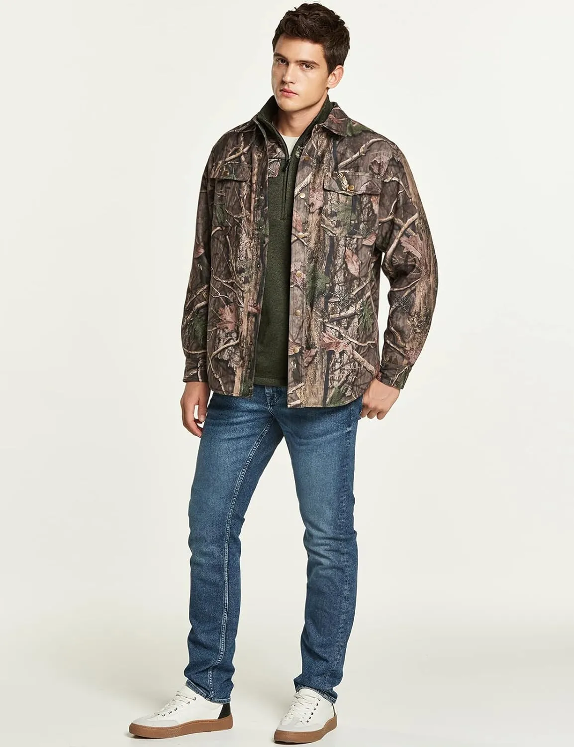 CQR Men's Flannel Lined Shirt Jackets, Long Sleeved Rugged Plaid Cotton Brushed Suede Shirt Jacket