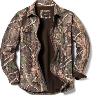 CQR Men's Flannel Lined Shirt Jackets, Long Sleeved Rugged Plaid Cotton Brushed Suede Shirt Jacket