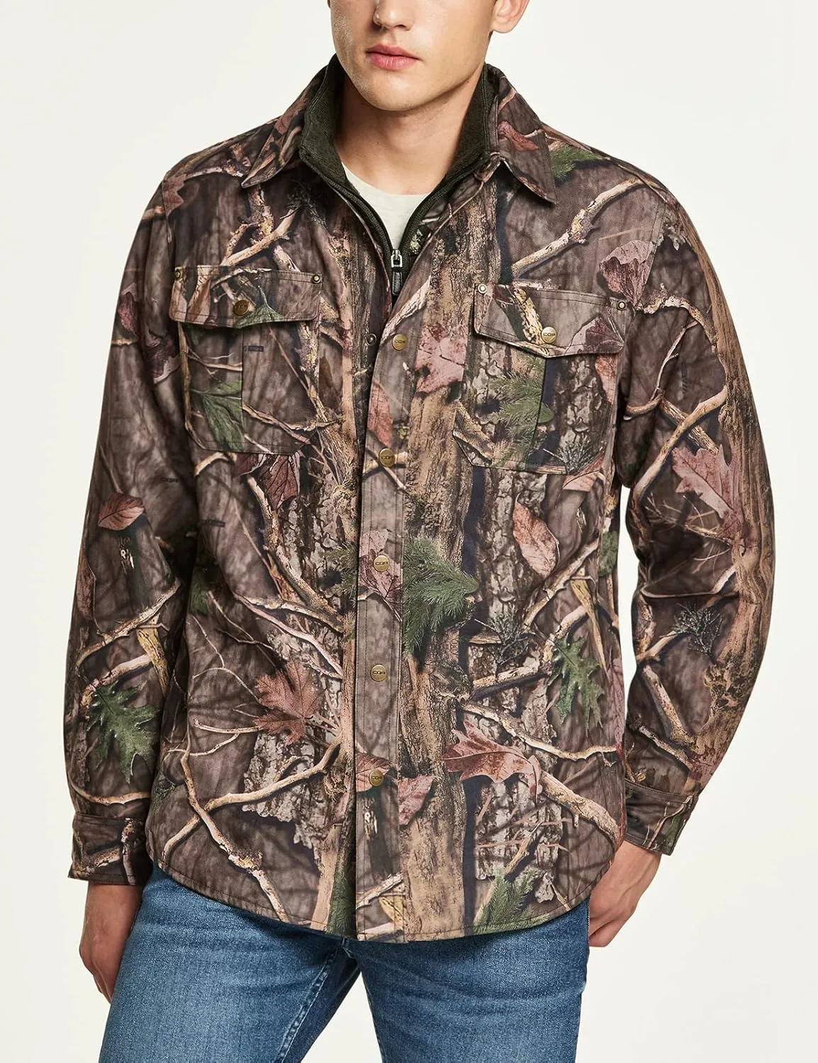 CQR Men's Flannel Lined Shirt Jackets, Long Sleeved Rugged Plaid Cotton Brushed Suede Shirt Jacket
