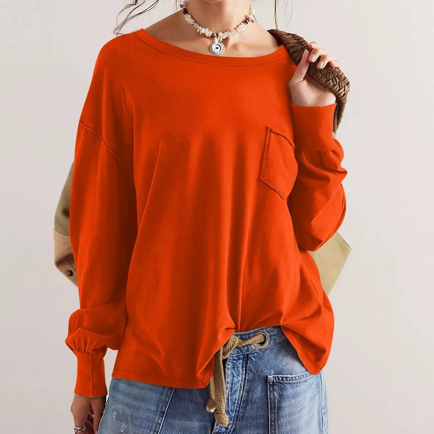 Crew Neck Sweatshirts Women Casual Loose Long Sleeve Tops 2024 Fall Fashion Teacher Shirts Pullover Preppy Clothes