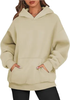 Crewneck Sweatshirts Women Drop Shoulder Fleece Lined Oversized Hoodie Thermal Long Sleeve Preppy Pullover Tops