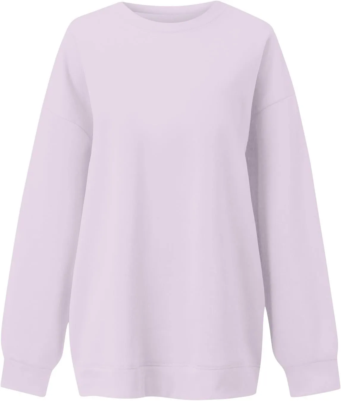 Crewneck Sweatshirts Women Trendy Drop Shoulder Cute Oversized Sweatshirt Comfy Long Sleeve Fleece Pullover Sweater