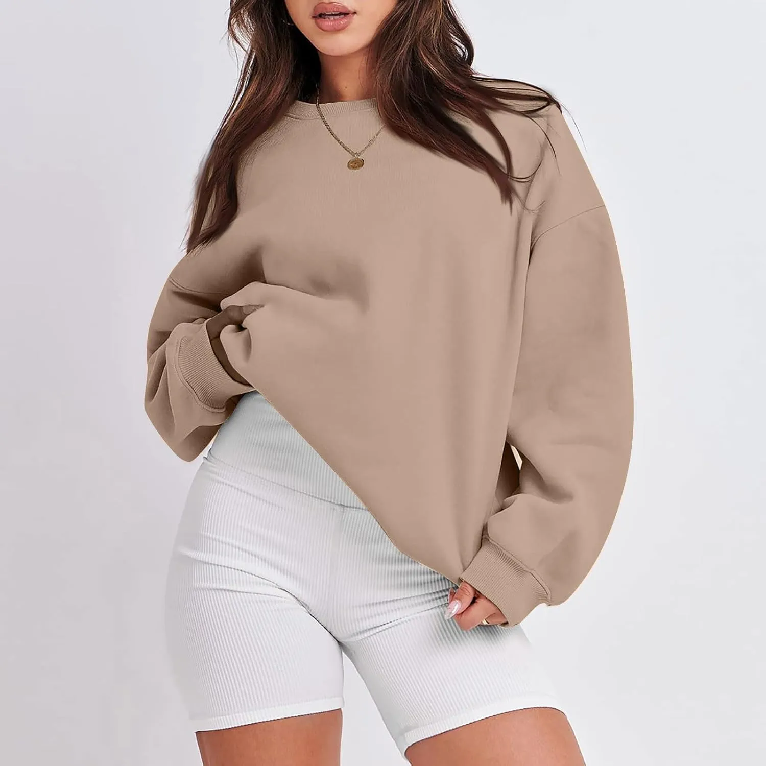 Crewneck Sweatshirts Women Trendy Long Sleeve Oversized Sweatshirt Preppy Cute Hoodies Y2K Fleece Pullover Tops